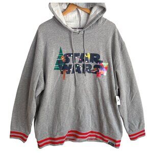 size XXL NWT Disney Star Wars Christmas pullover gray hoodie sweatshirt holiday